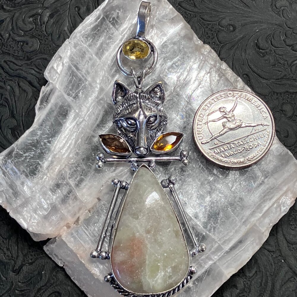 Fox Apophyllite With Stilbite Stone Crystal Jewelry Pendant